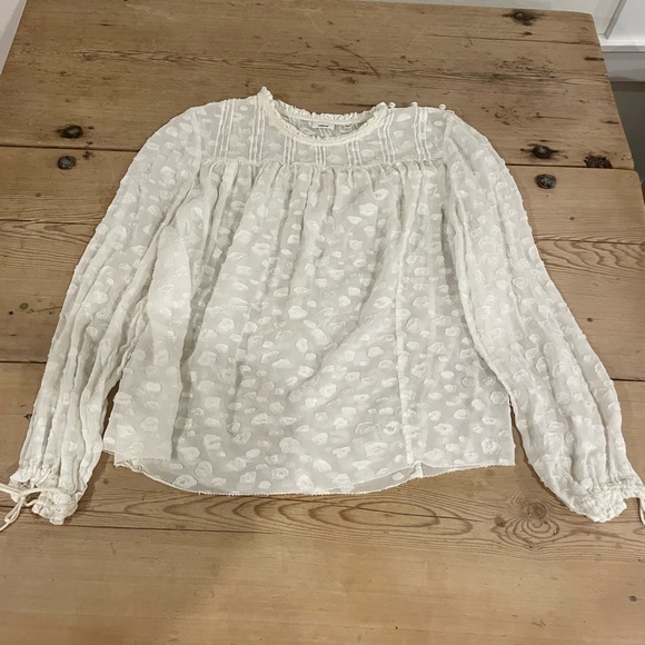 Wilfred Tops - Wilfred White Leopard textured peasant blouse large